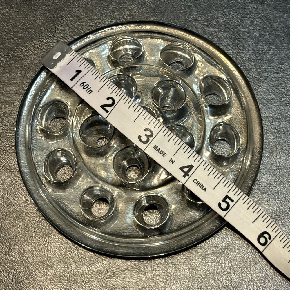 Clear Glass Flower Frog - Round Multi-Hole (16 hole) - Picture 6 of 7